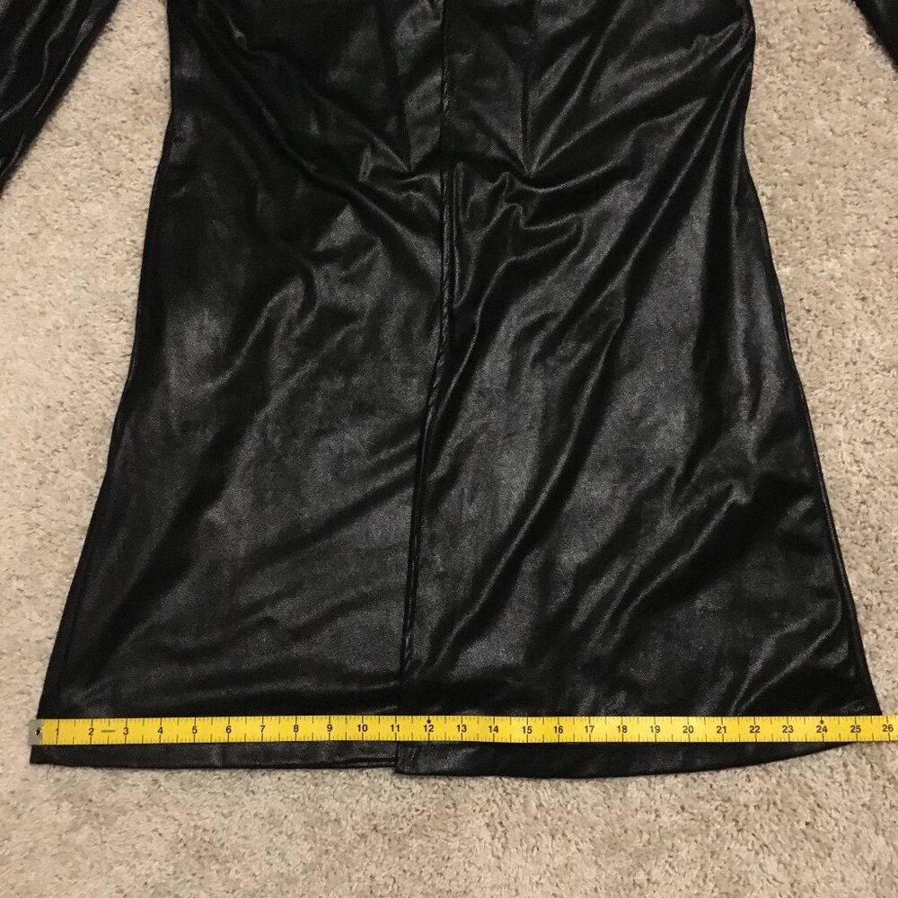 Gilmour Vancouver Long Black Shiny Y2K Cyberpunk Open Cardigan - Picture 14 of 16